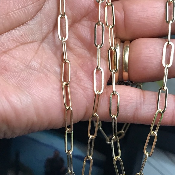 Yellow Gold Paperclip chain 18" - Picture 7 of 8